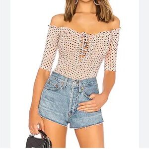 MAJORELLE Selina Polka Dot Bodysuit Size: M